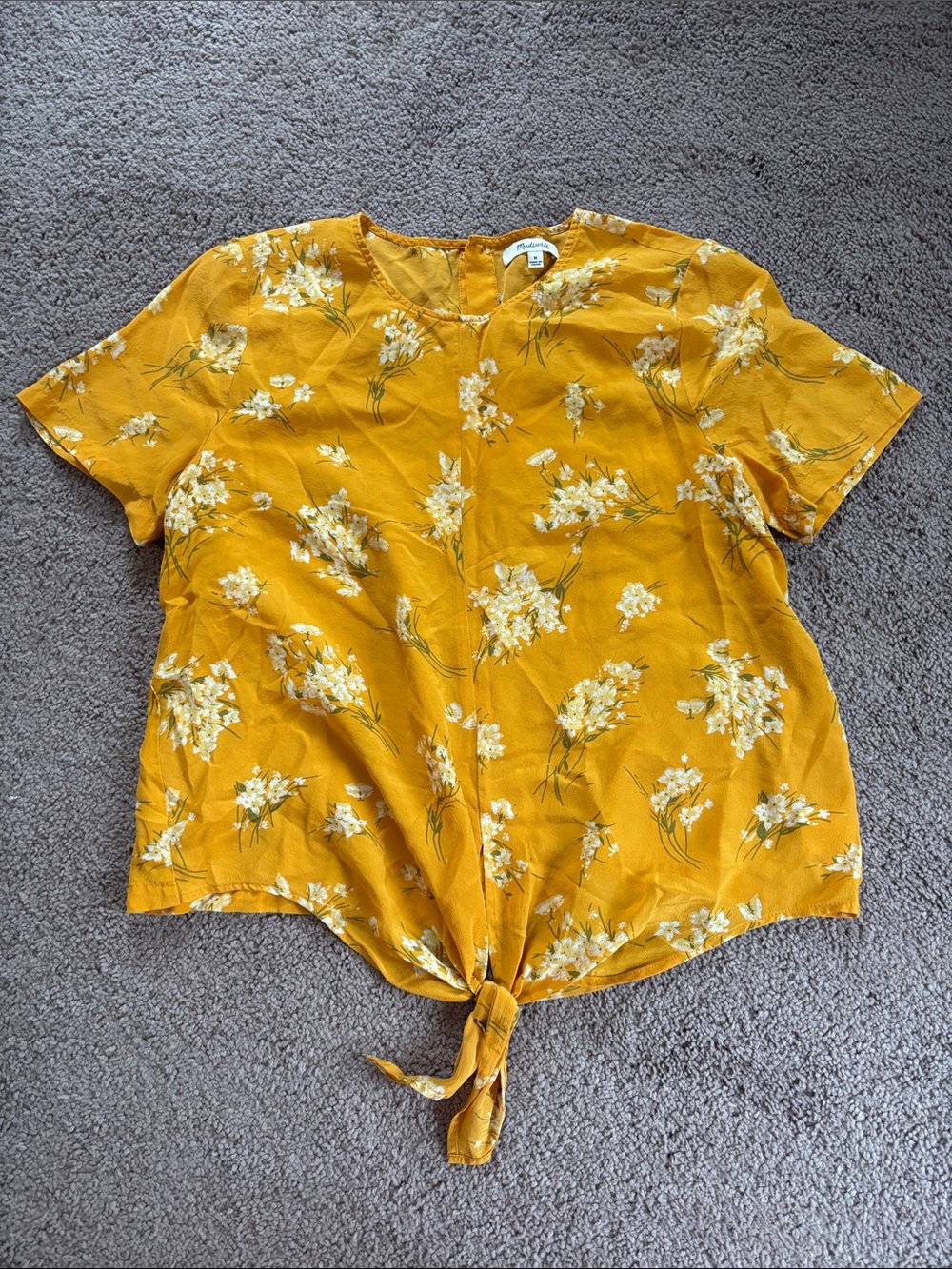 Madewell Yellow Floral Silk Top